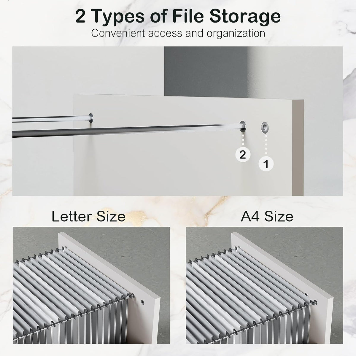 4 Drawer File Cabinet with Lock, Filing Cabinet | Office Credenza with File Drawers, Fits A4/Letter Size, Printer
