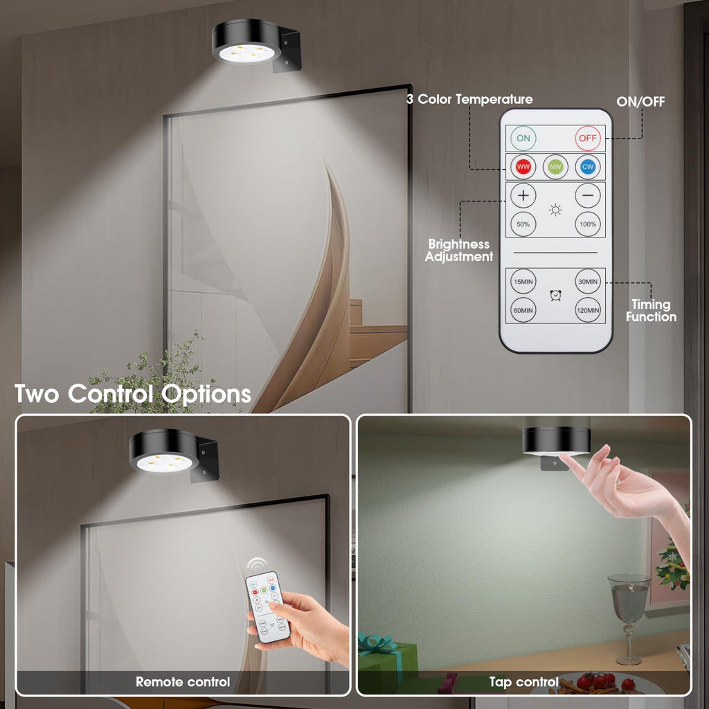 Picture Lights for Wall, 3 Lighting Modes Magnetic Art Display Light,Rechargeable Battery Operated Led Painting Light