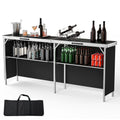 78" Portable Bar Table, 2-Tier Shelves, Mobile Bar Table for Events, Party, Camping, Picnic, Tradeshow, Indoor with