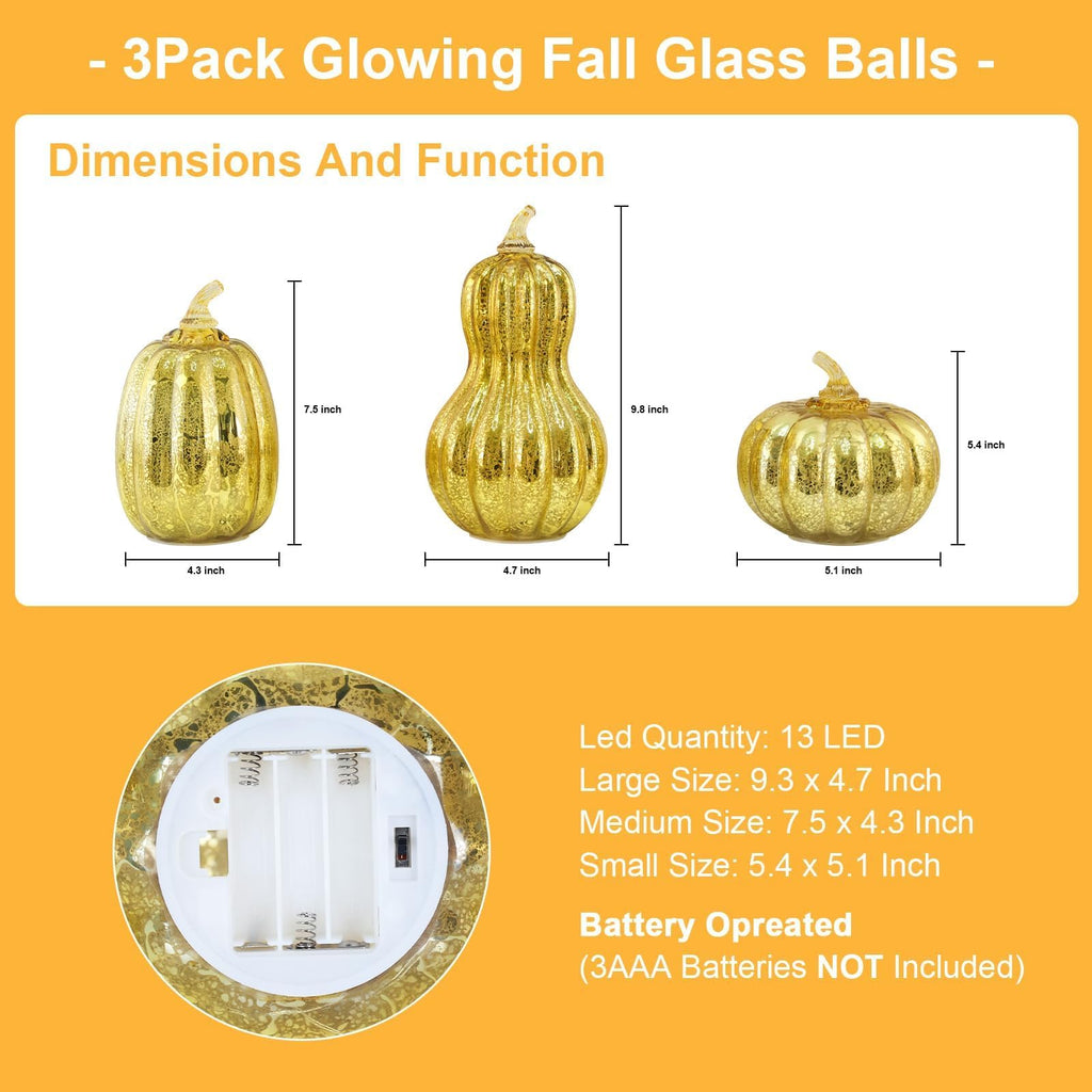 Lighted Glass Pumpkin Decor