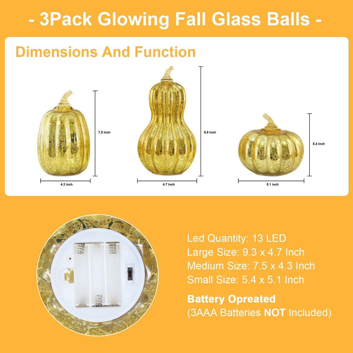 Lighted Glass Pumpkin Decor