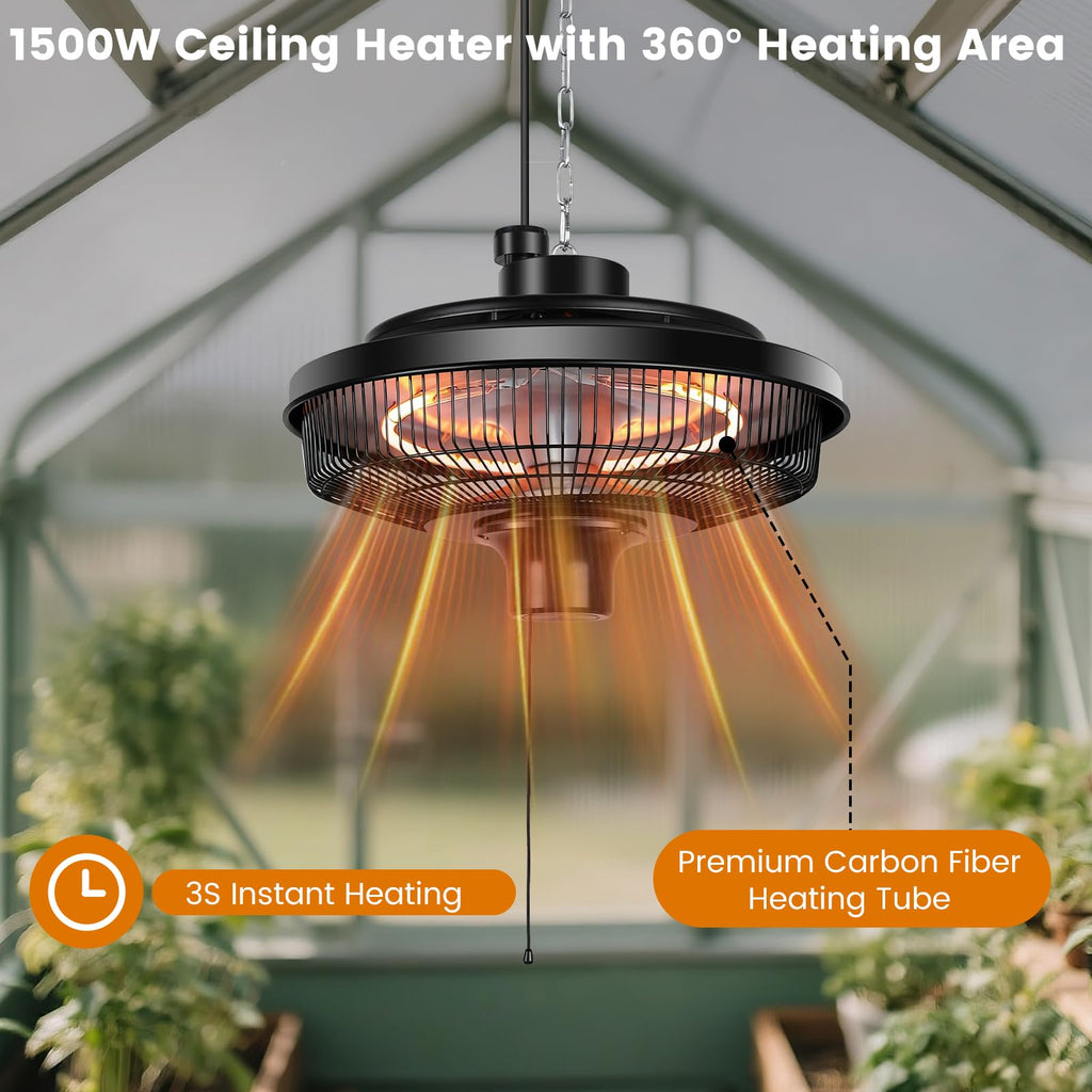 1500W Electric Ceiling Heater , Gazebo & Greenhouse