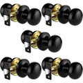 Passage Door Knobs, 5 Pack Matte Black Door Knobs, Hallway Closet Non-Locking Interior Doorknobs, Round Door Handles