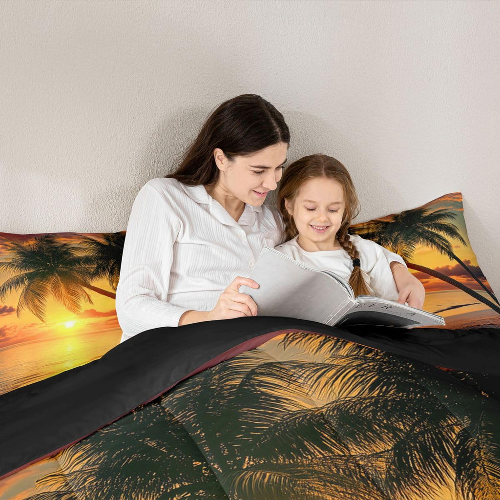 Ocean Beach Comforter Palm Tree Leaves Comforter Set