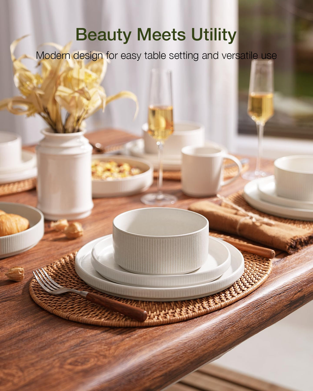 Star Dinnerware Sets with Mugs, Ceramic Plates and Bowls Set for 6