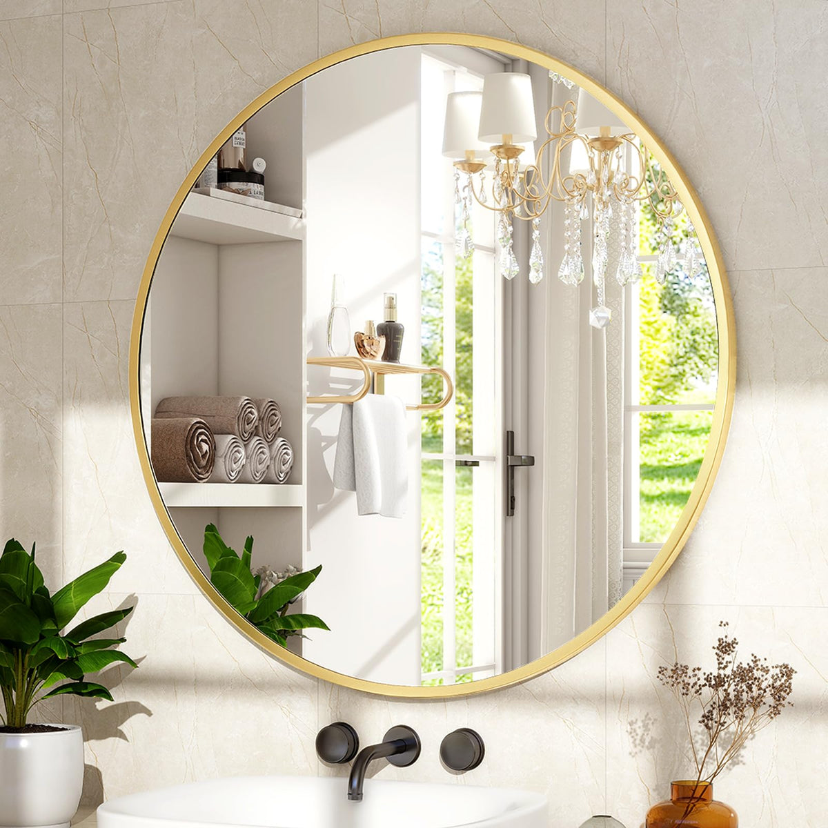 24 Inch Round Mirror-Gold Circle Mirrors