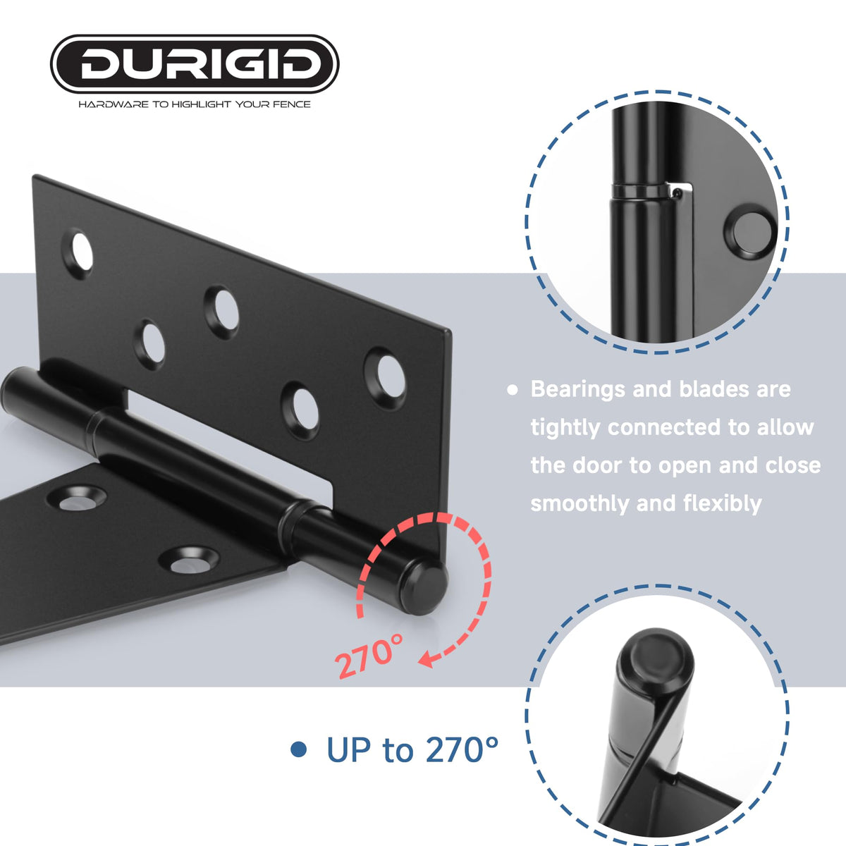 2 Pack 8 Inch T Hinge, Heavy Duty Hinges for Wood, Gate Hinge, Shed Door Hardware, Fence Hinges for Outdoor Gates