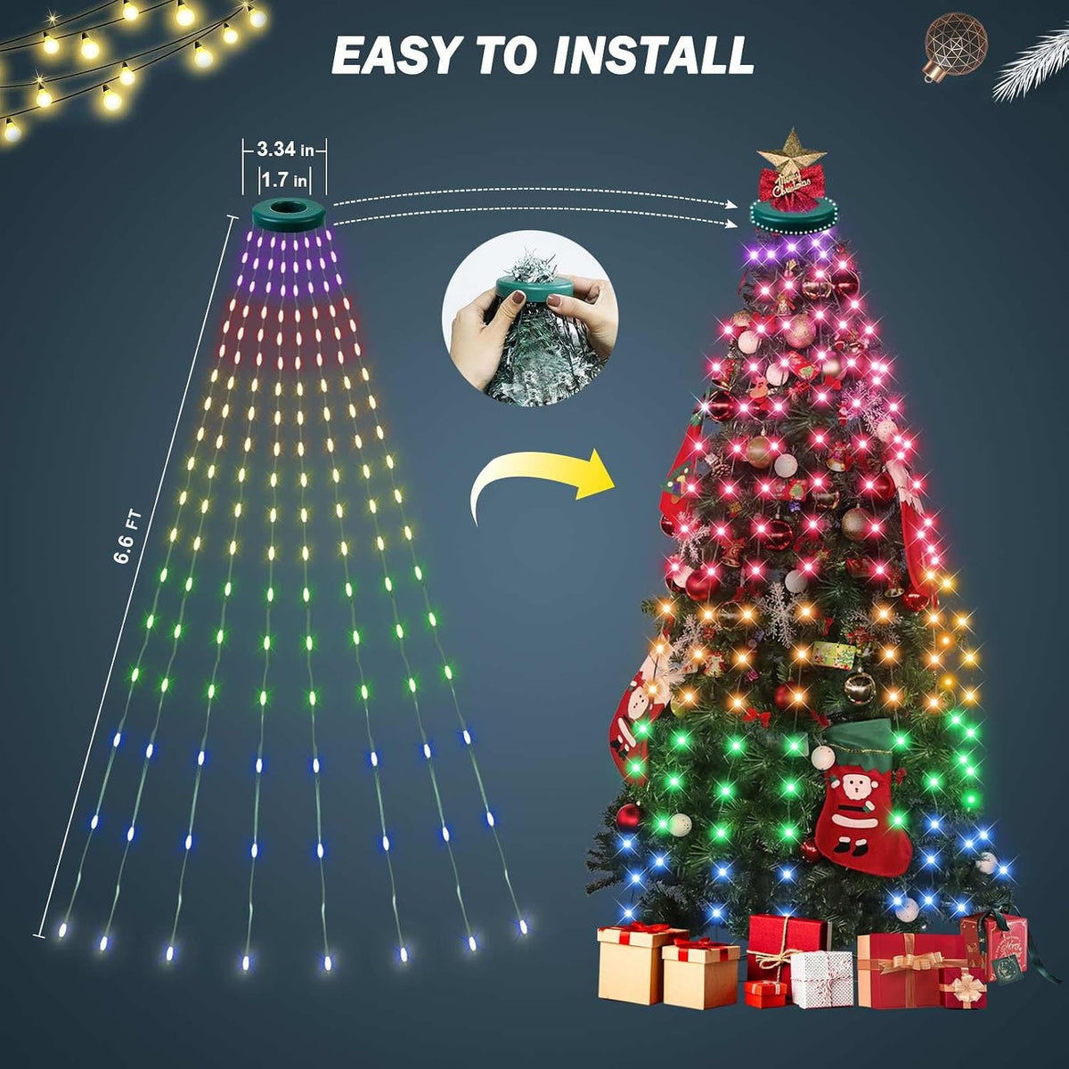 Smart Christmas Tree Lights 200 LED with APP & Remote Control