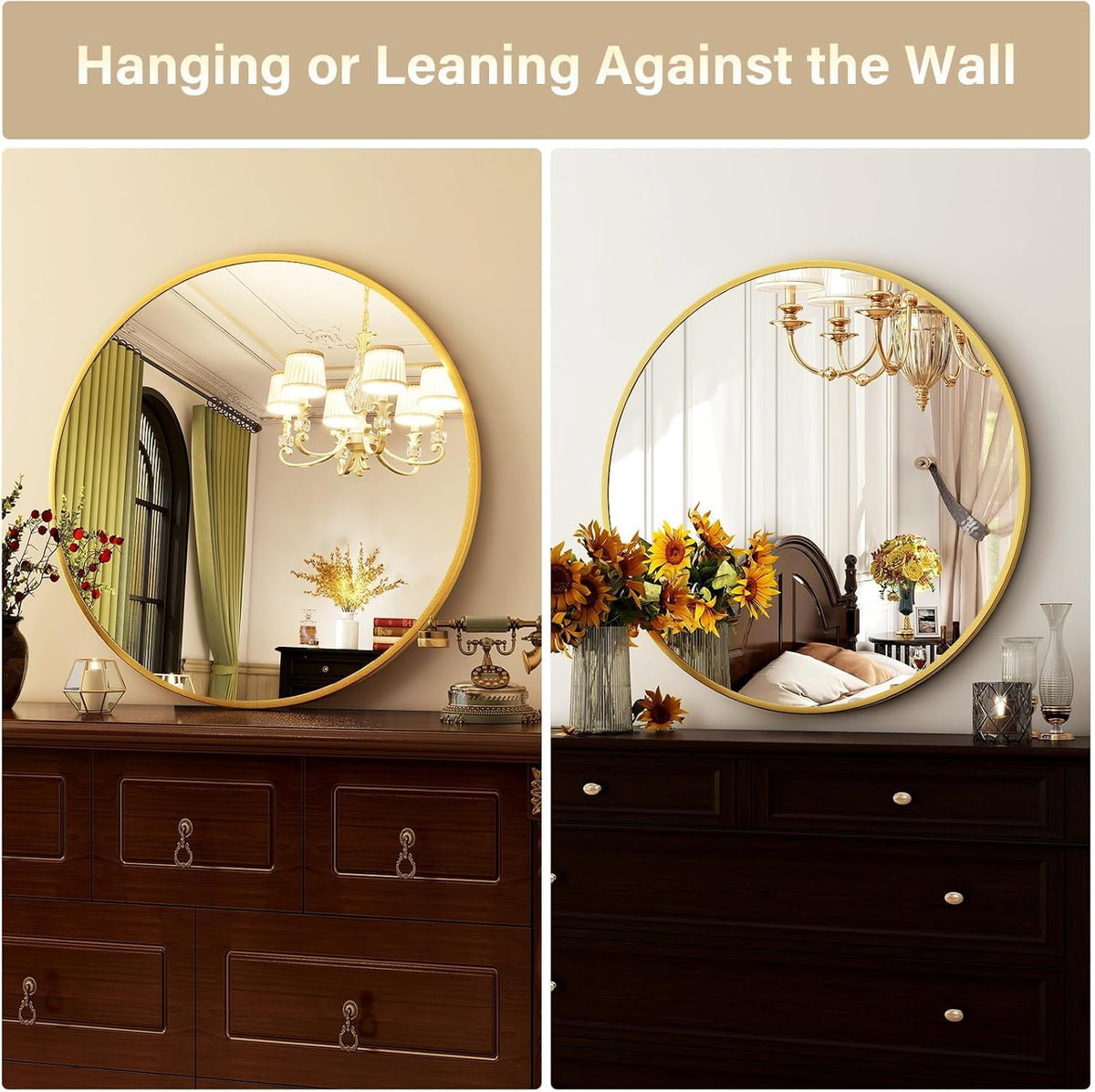 Round Mirror 20 Gold Wall Mounted Circle Mirrors
