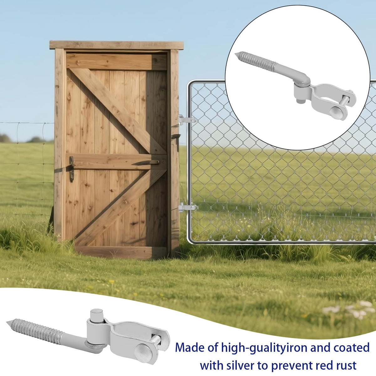 T-Post Gate Hinge Pins, Heavy Duty 1-5/8" U-Bolt Clamps