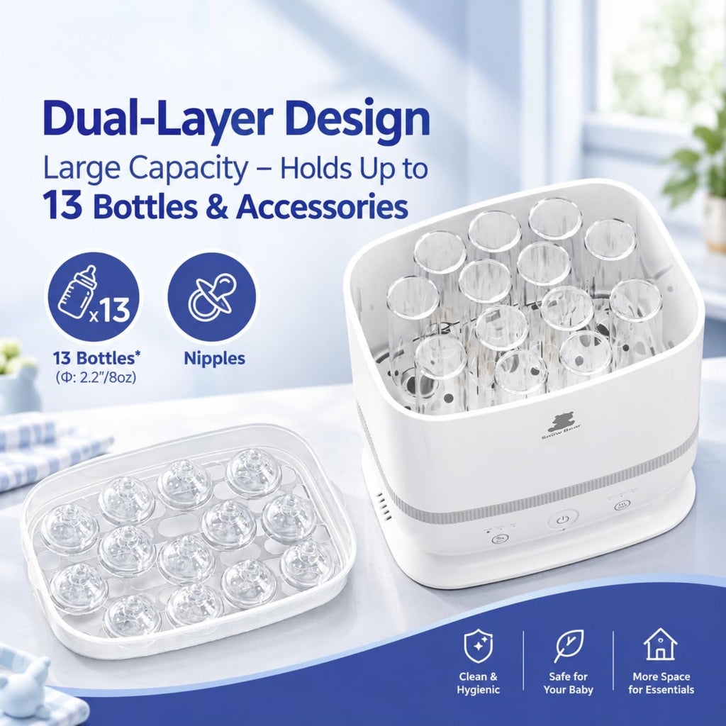 Baby Bottle Sterilizer and Dryer with Touchscreen, 6-in-1 Steam Bottle Sterilizer for Baby Bottles Pacifier, Breast
