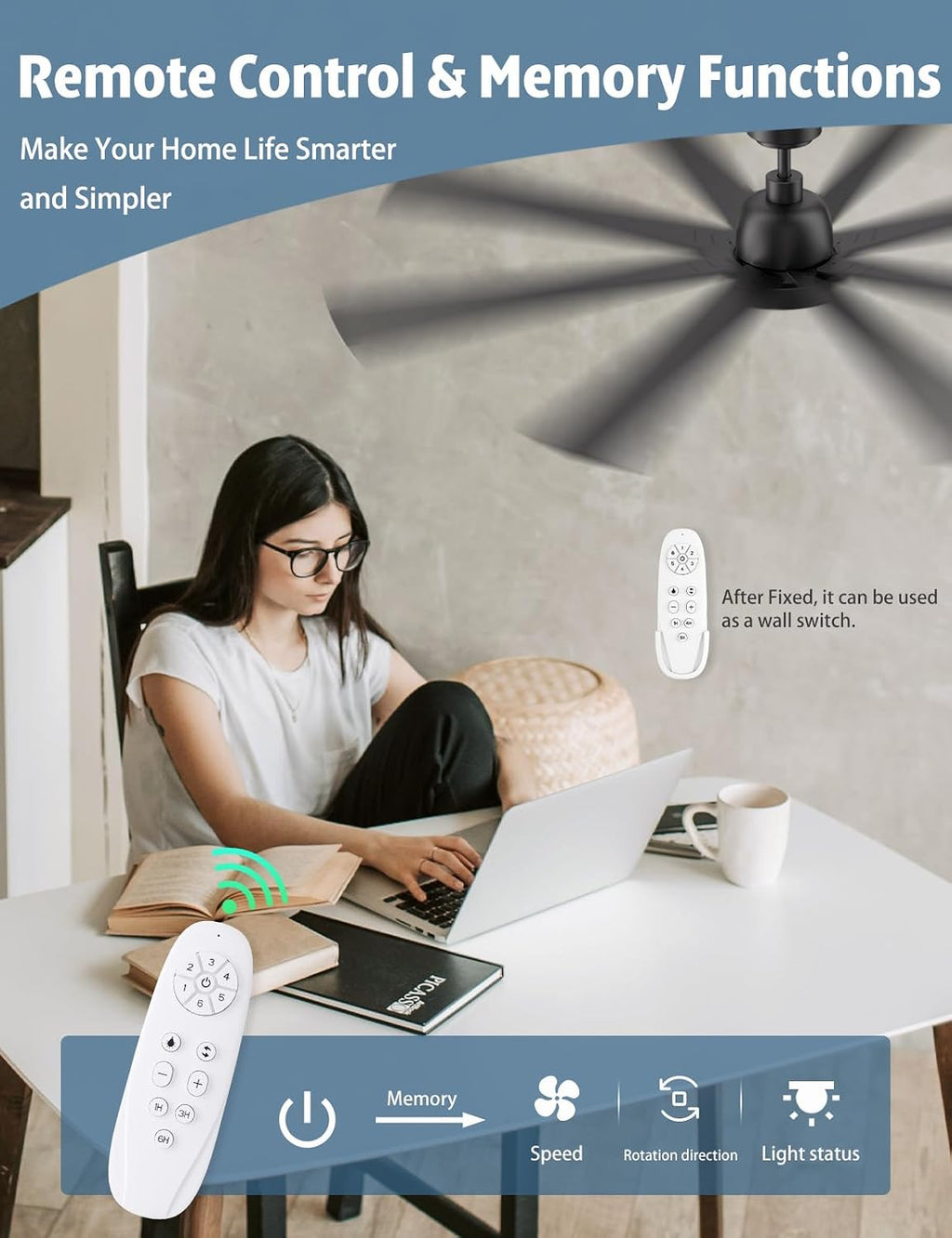 62" Ceiling Fan with LED Light and Remote - Brown and Black