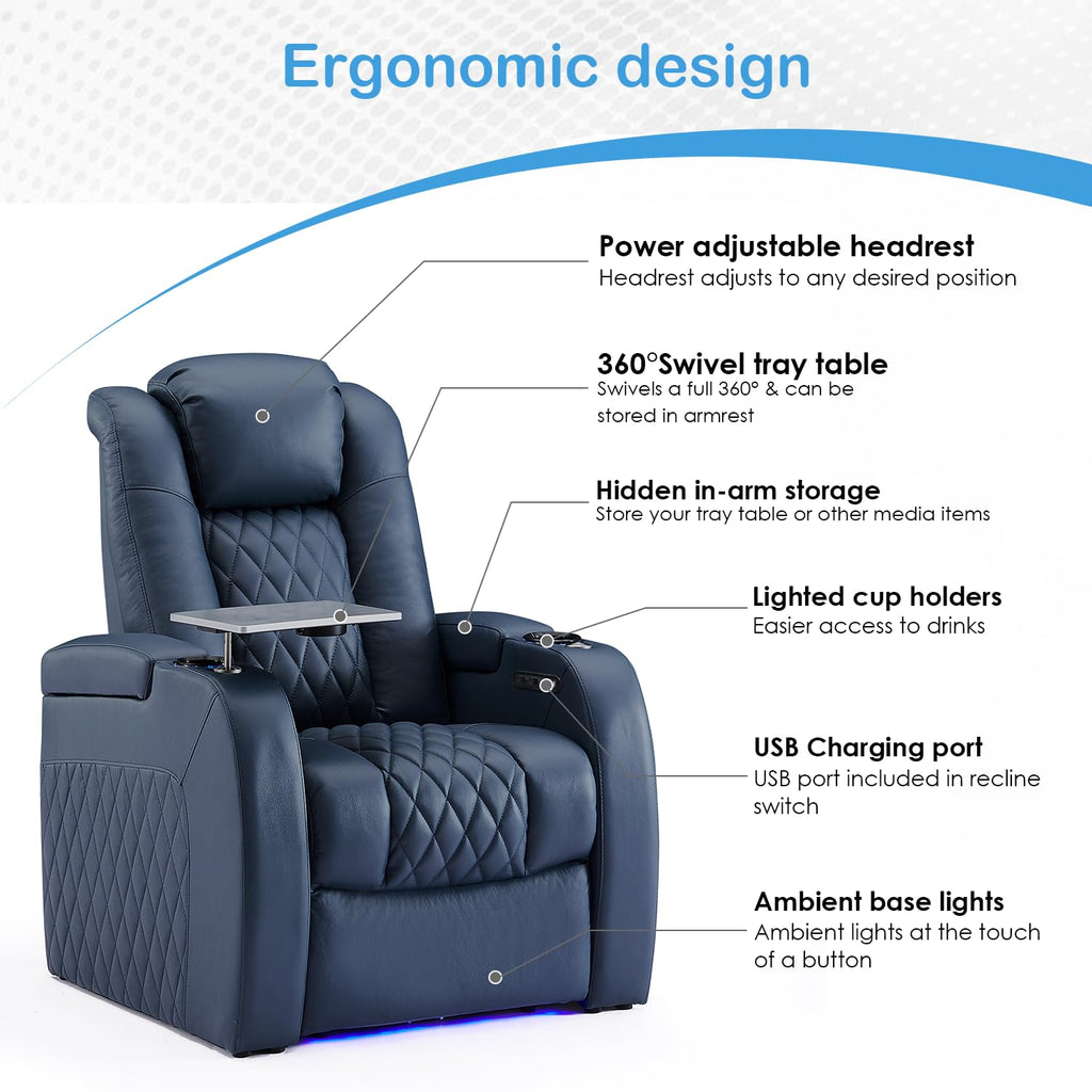 Theater Seating, Top Grain Leather Movie Theater Chair