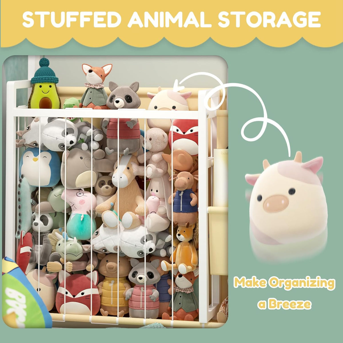 Montessori House Bed with Stuffed Animal Storage & Bookshelf