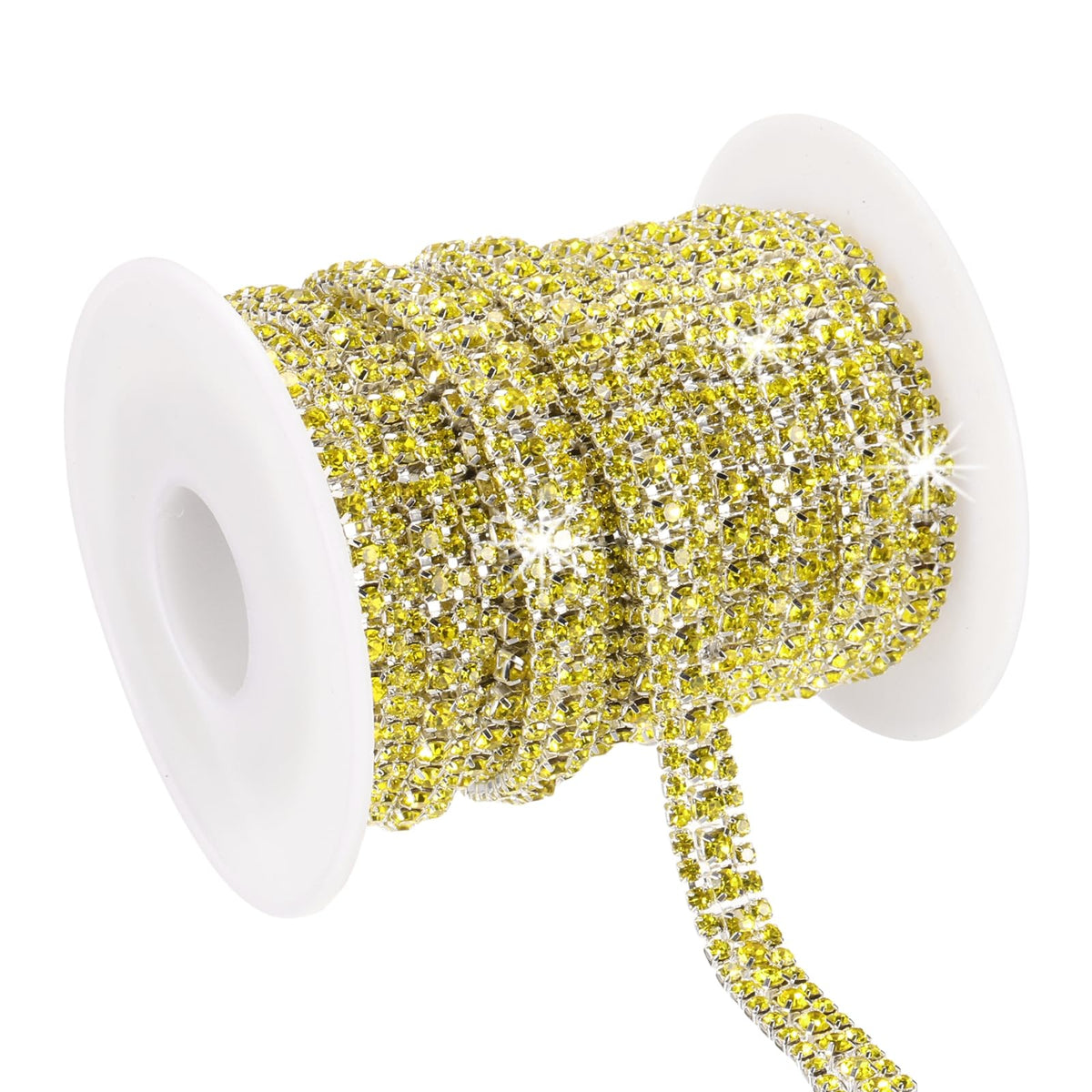 Rhinestone Chain, 3 Rows Crystal Close Chain Bling Sewing Rhinestone Trim Strip for Clothes Wedding Bouquet - 6 Yards