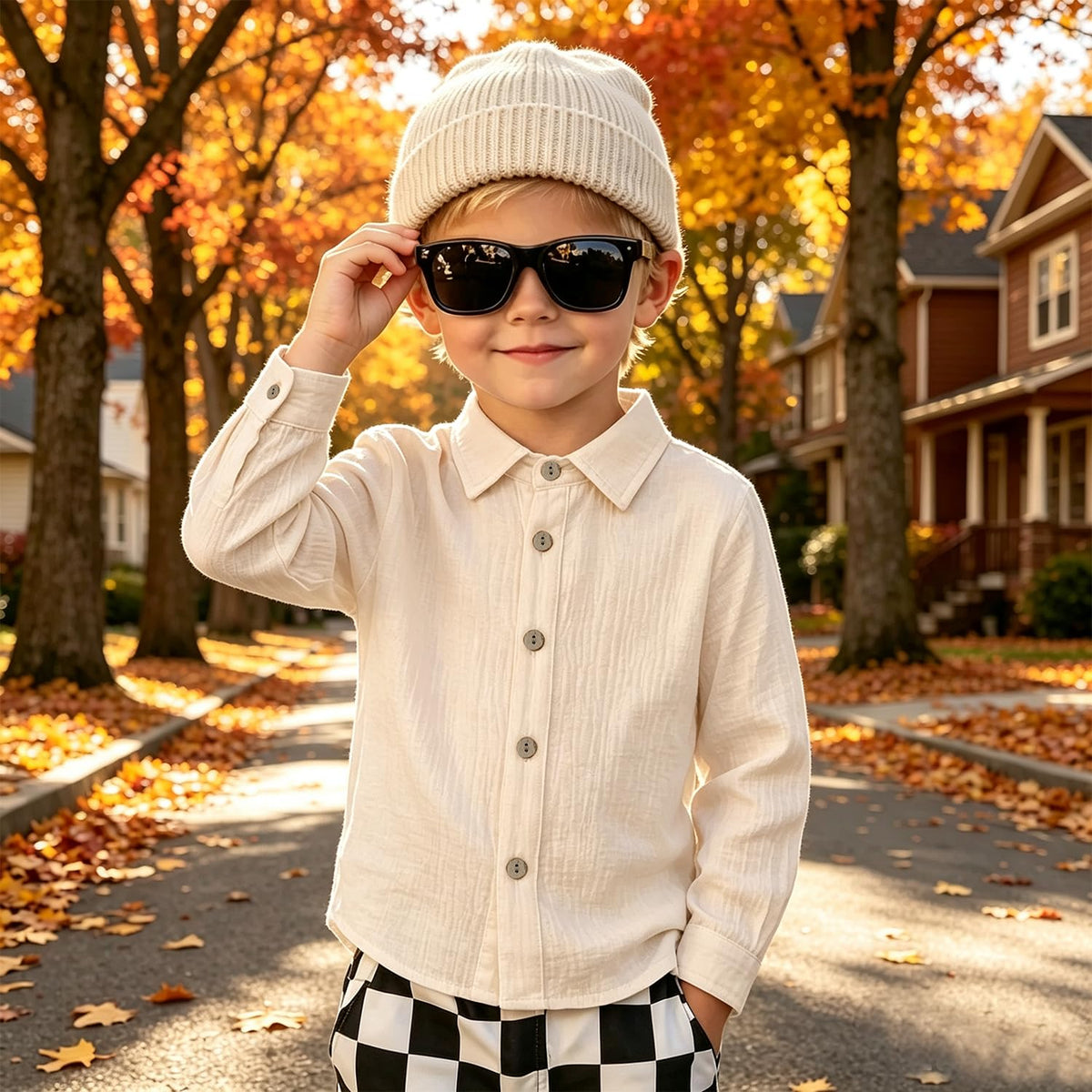 Toddler Kid Boys Button Down/Up Shirt Long Sleeve Linen Casual Tops