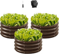 3 Pcs 2x2x1ft Round Galvanized Raised Garden Bed Kit, Outdoor Metal Raised Beds for Gardening Vegetables, Easy