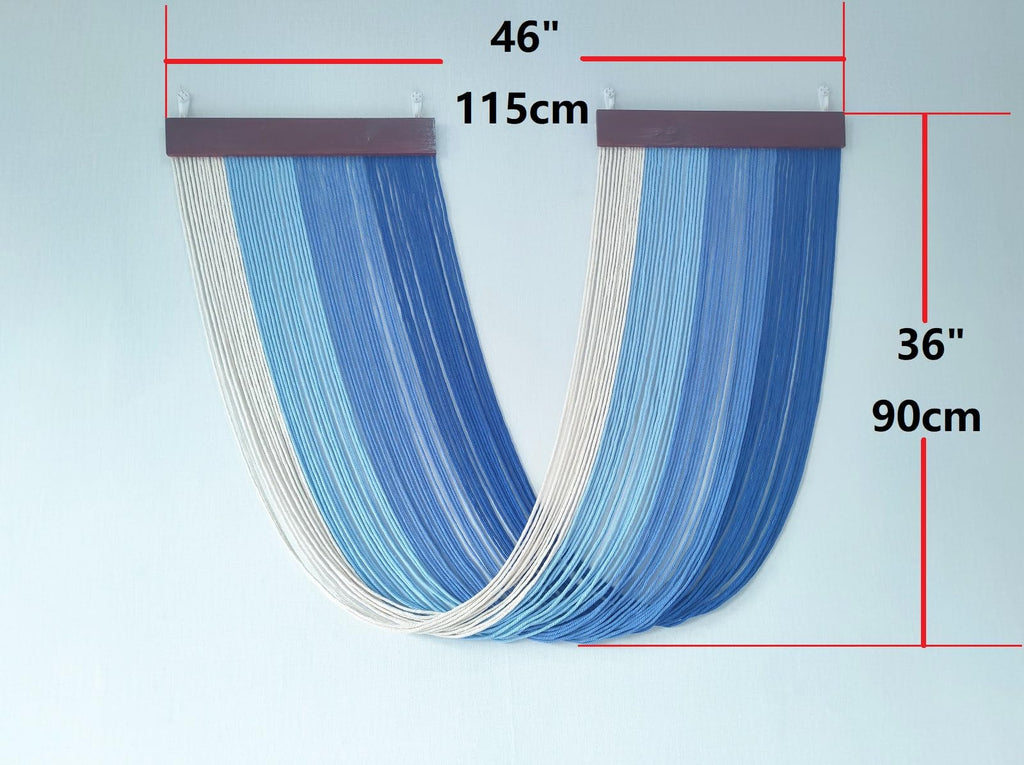 Tie-Dye Macrame Wall Hanging Large 46" Wx36 L Dip Dye Yarn Tapestry Home Boho Wall Decor Ombre Art Headboard Bedroom