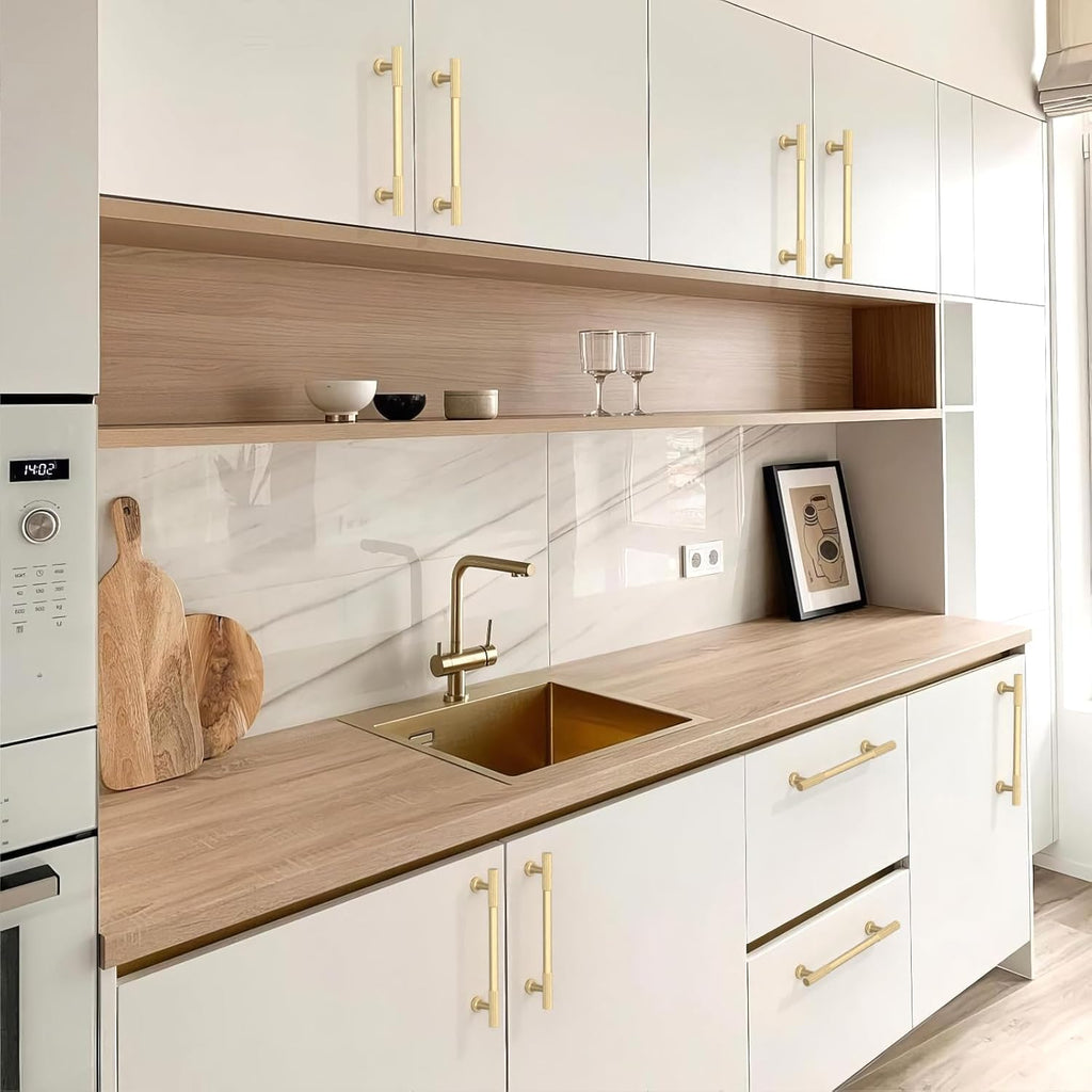 5 Pack Brushed Gold Cabinet Pulls 5 Inch(128mm) Kitchen Cabinet Handles Cabinet Hardware for Drawer Pulls