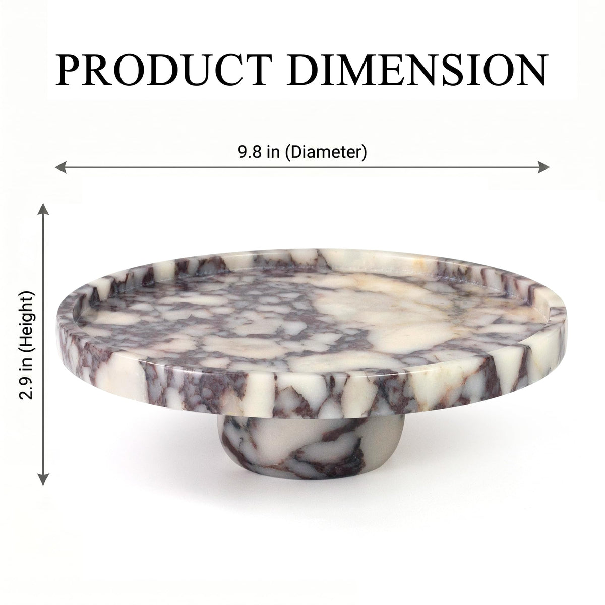 9.8" Marble Decorative Tray with Ball Feet,Calacatta Viola
