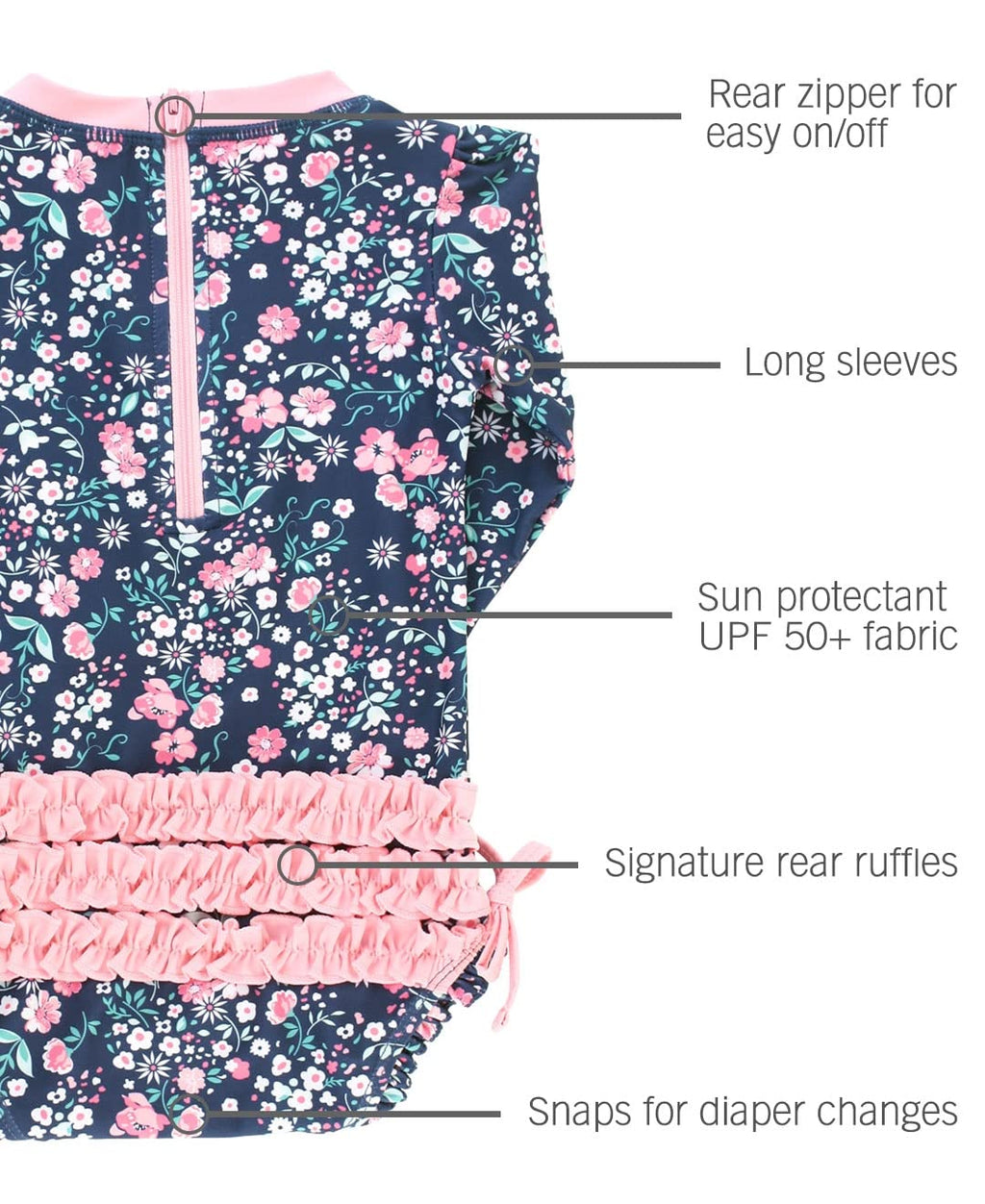 Baby Girls Novelty Baby One Piece - Rash Guard Swimsuit UPF 50+