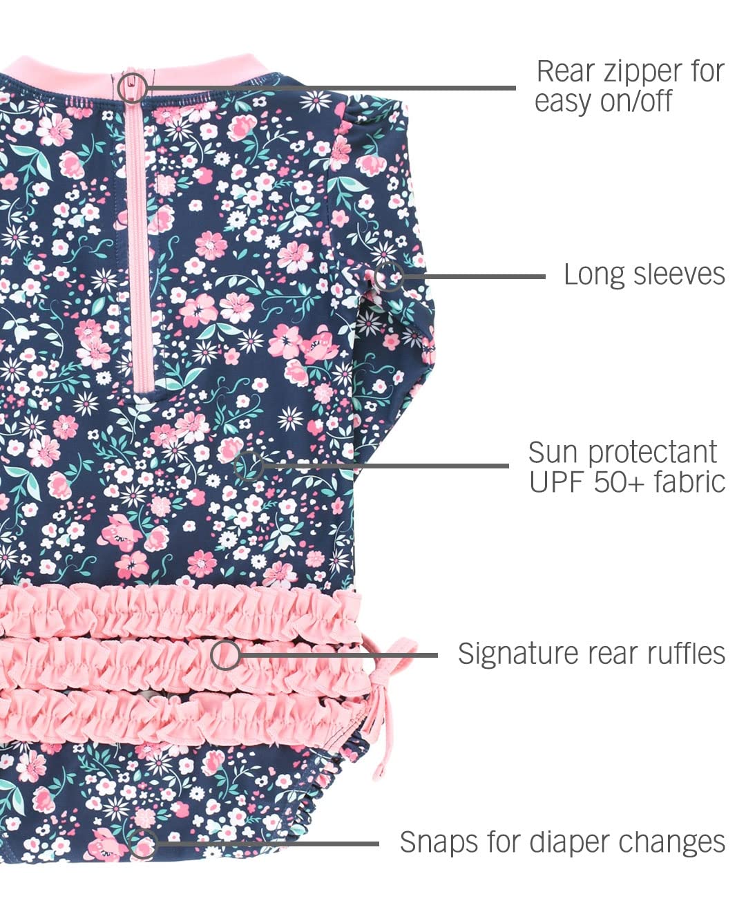 Baby Girls Novelty Baby One Piece - Rash Guard Swimsuit UPF 50+
