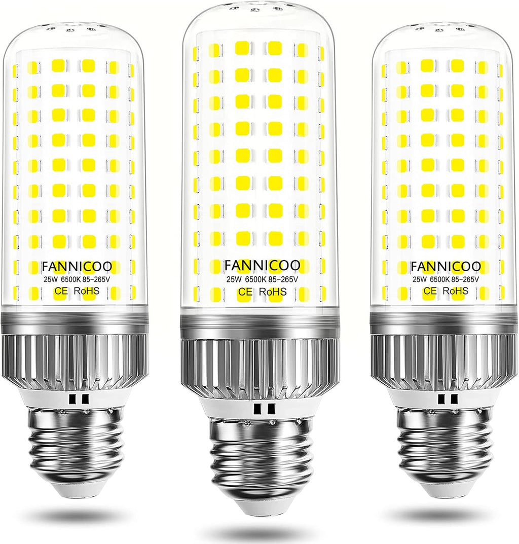 E26 LED Bulb,25W LED Corn Light Bulb 200W Equivalent 6500K Cool Daylight White 2500LM Non-dimmable Flicker Free