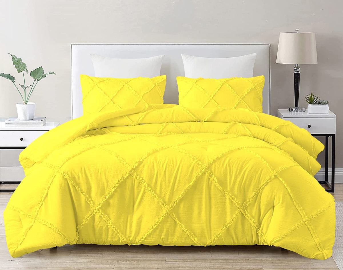 5 Piece Luxury Diamond Ruffle Comforter Set Premium Super Soft 500 GSM All Season Pintuck 1000 Thread Count, 100%