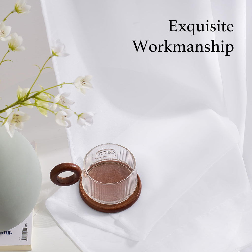 White Sheer Curtains 120 inches Long 4 Panels, 42 inch Wide Rod Pocket Light Filtering Drapes Translucent Modern