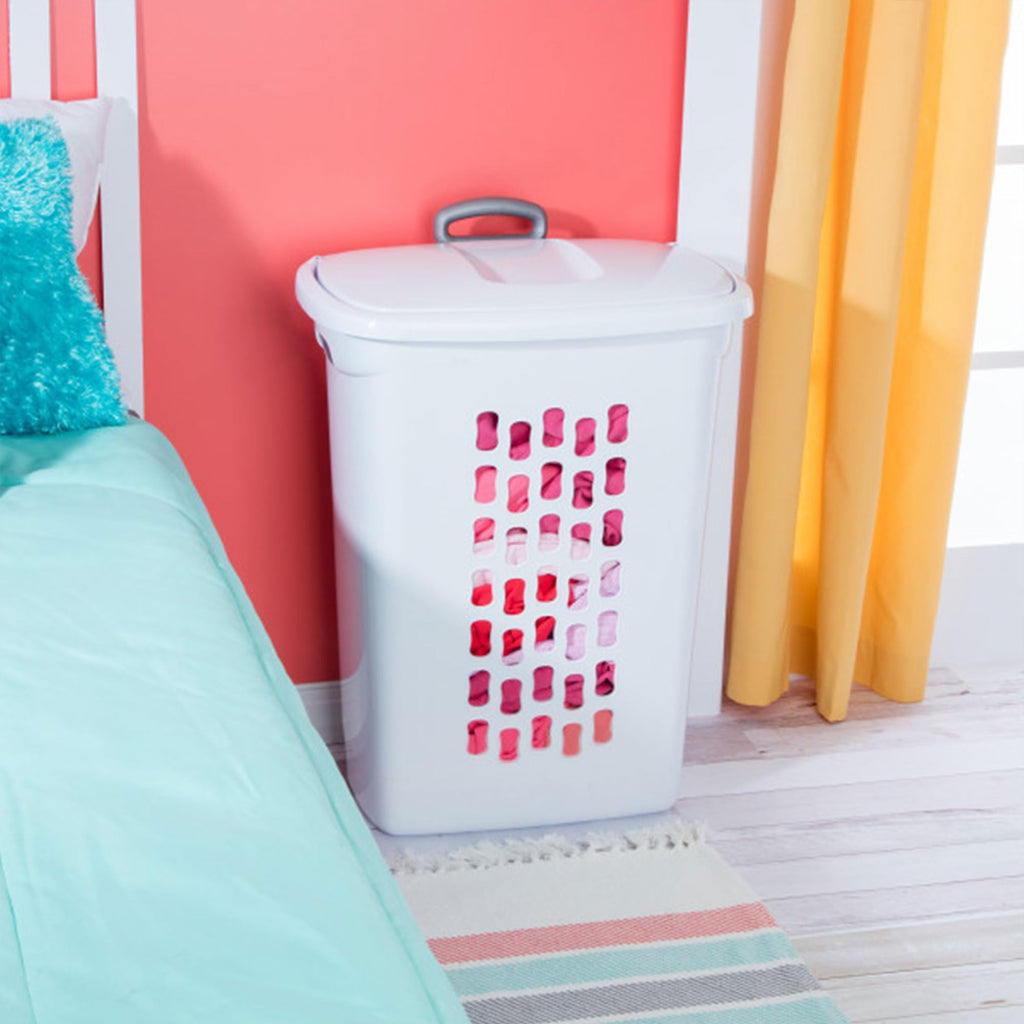 Ultra Wheeled Hamper, Laundry Basket w/Flip-Top Lid, 6-Pack