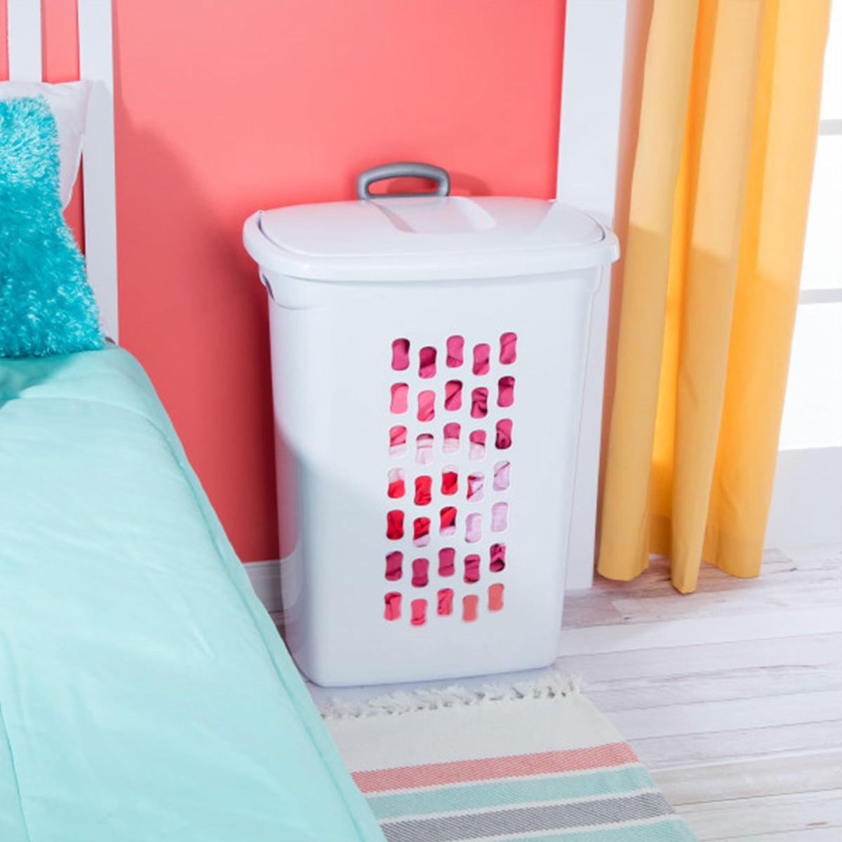 Ultra Wheeled Hamper, Laundry Basket w/Flip-Top Lid, 6-Pack