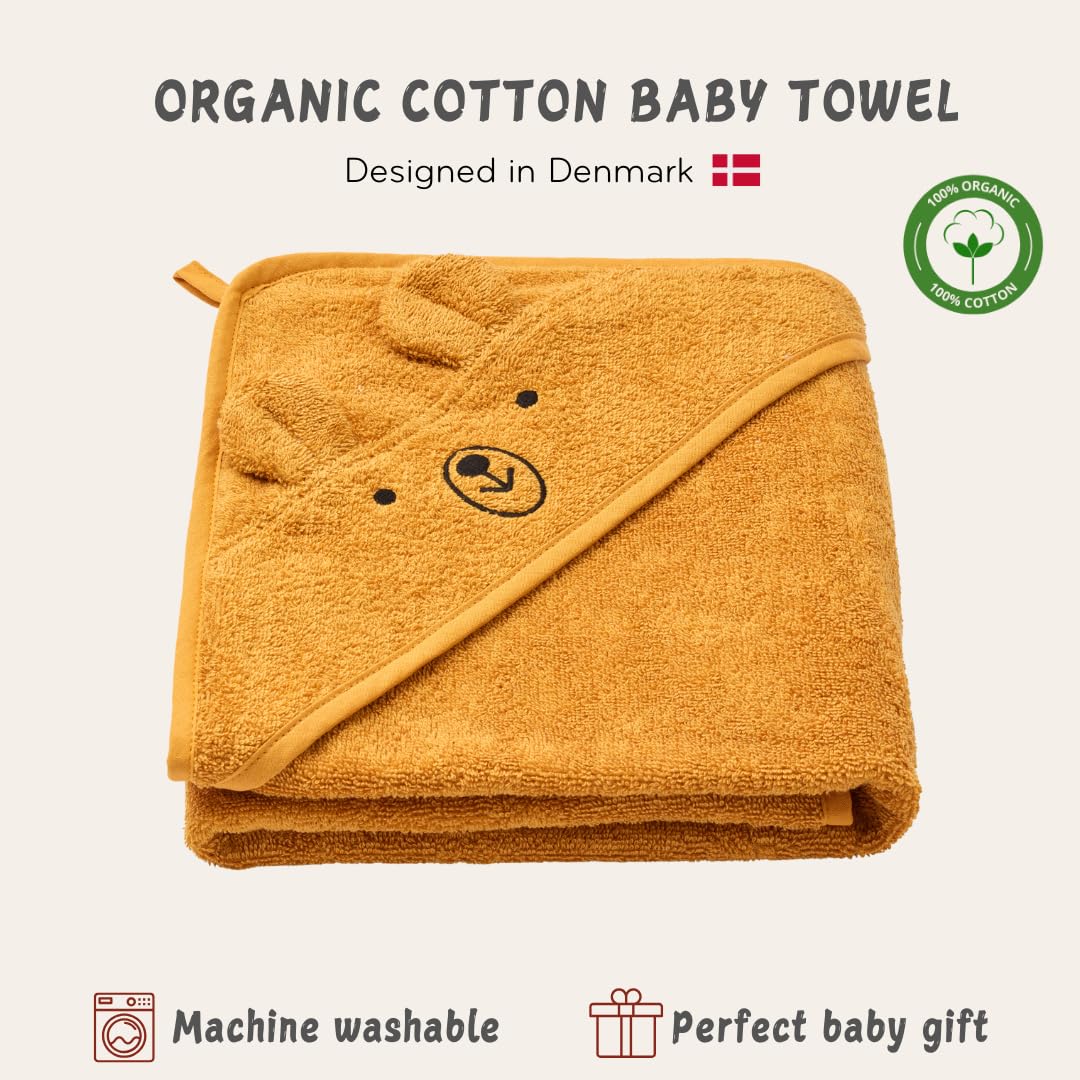 Hooded Baby Bath Towel, 100% Organic Cotton, Super-Soft 32"x32"