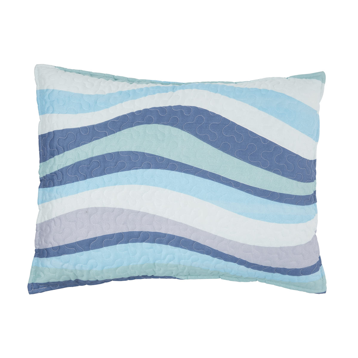 Sea Waves Blue Ocean 2-Piece Quilt Set