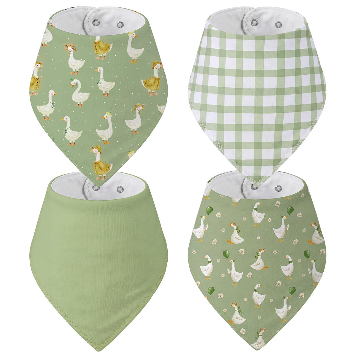 4 Pcs Goose Baby Bandana Bib Funny Goose Cotton