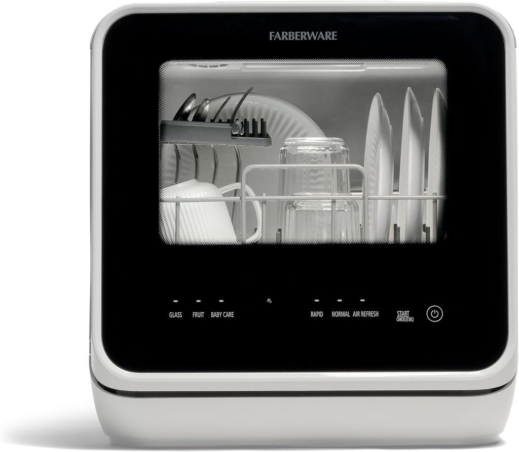 Portable Countertop Dishwasher with 5-Liter Built-in Water Tank - 5-Program System for Home, RV, and Apartment