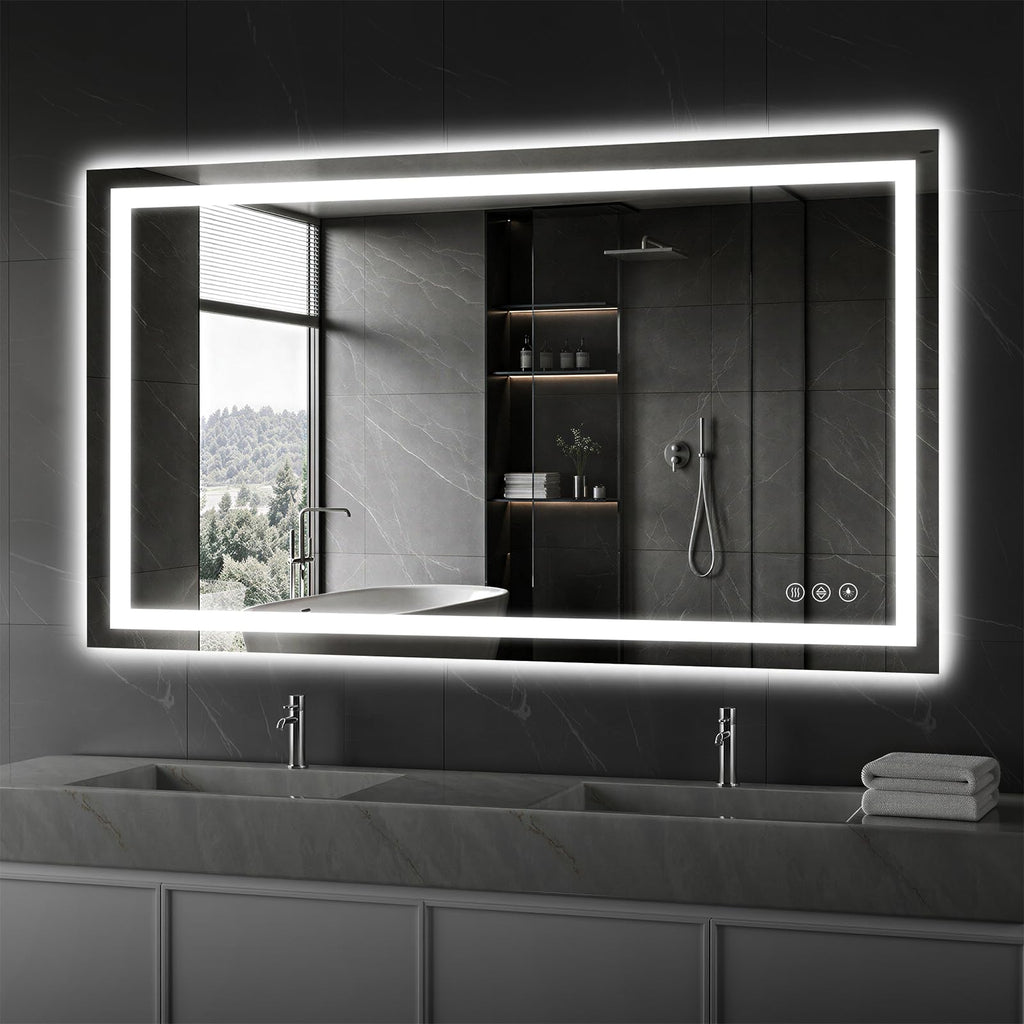 48x32 LED Bathroom Mirror, Shatterproof Mirror with Light
