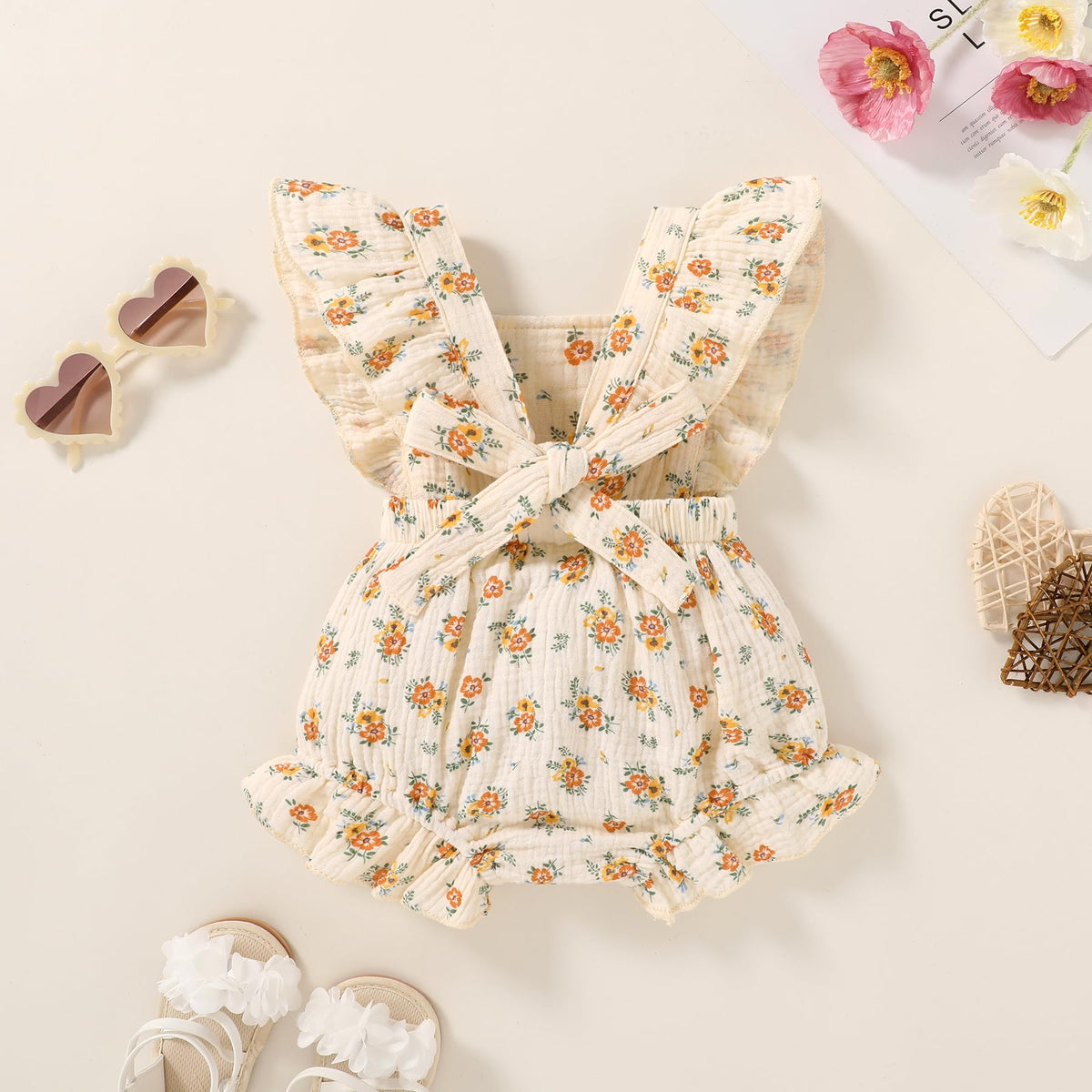 Toddler Baby Girl Ruffled Sleeveless Romper Summer Clothes