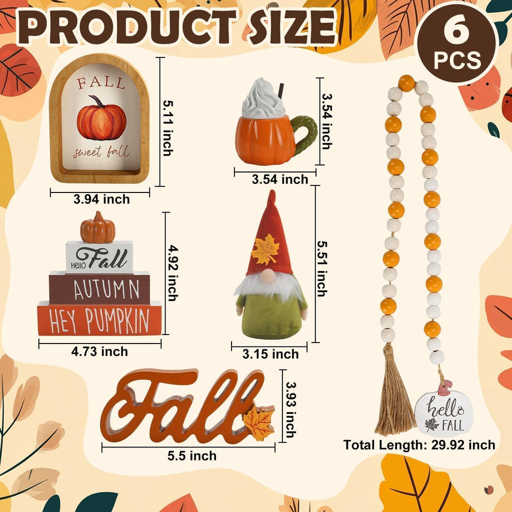 Fall Decorations, 6Pcs Thanksgiving Fall Tiered Tray Decor Set