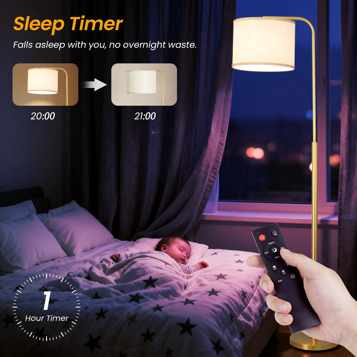 Arc Floor Lamp with Remote Control Dimmable Gold lamps