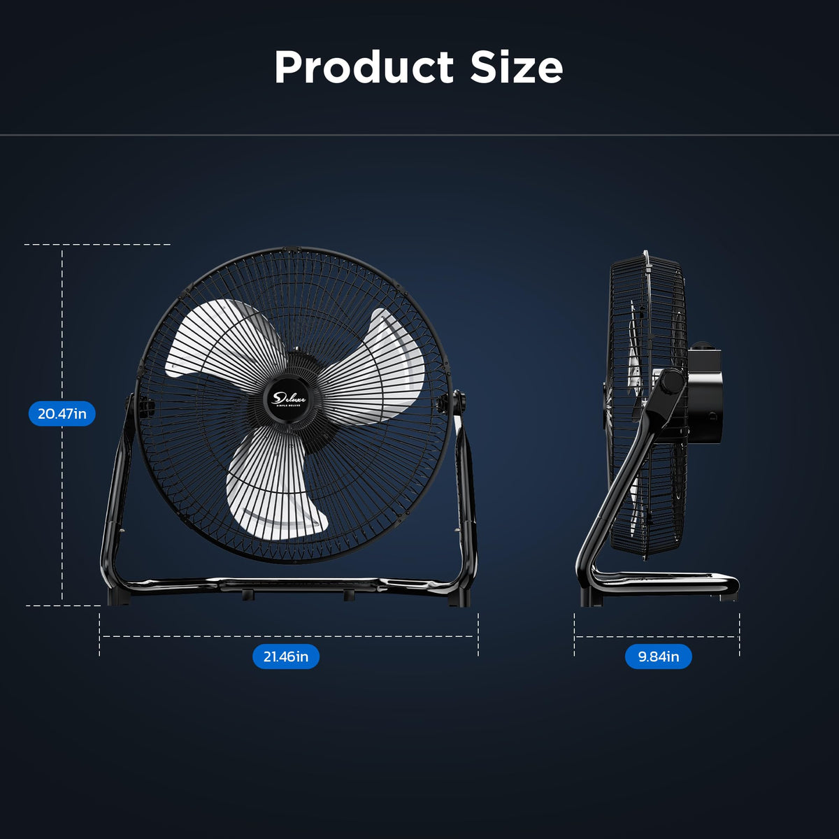 18" 3-Speed High Velocity Industrial Floor Fan, Heavy Duty Metal for Warehouse Workshop Basement, 1 Pack