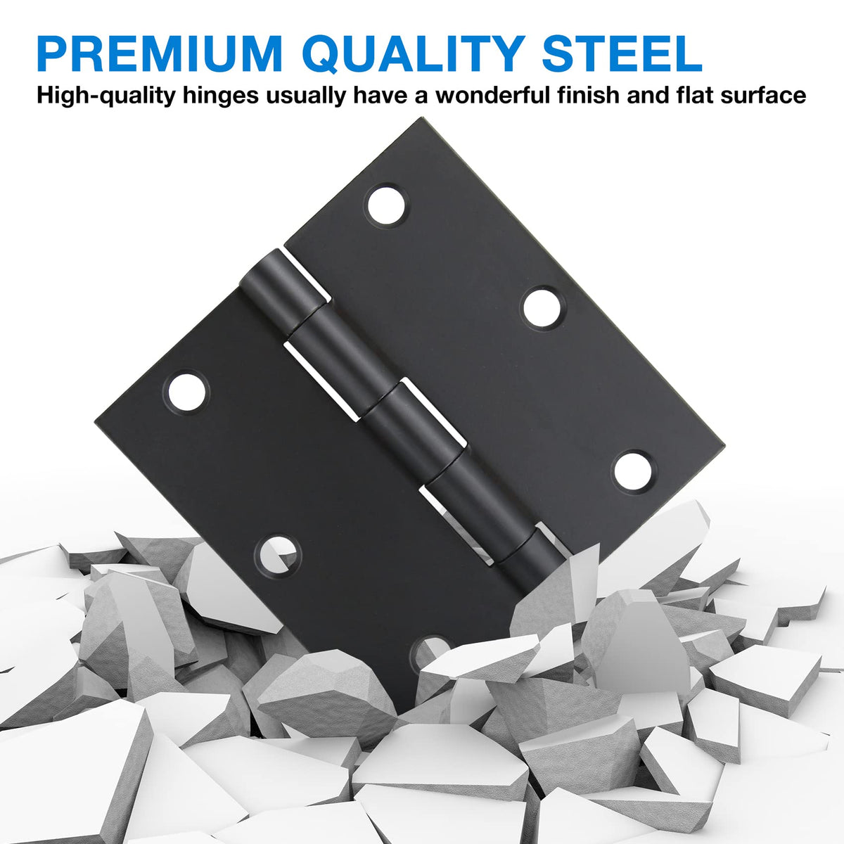 18 Pack Matte Black Door Hinges 3.5 x 3.5 Inch with Square Corners