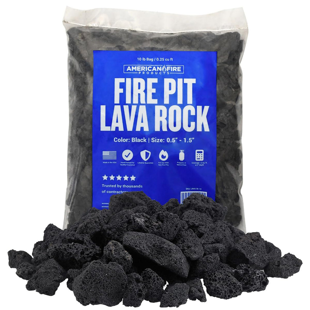 Fire Products | Medium Lava Rock, 1/2" - 1" | Use in Fireplace, Fire Pit or Bowl | Outdoor & Indoor Volcanic Rock for