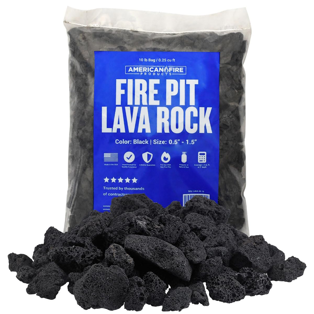 Fire Products | Medium Lava Rock, 1/2" - 1" | Use in Fireplace, Fire Pit or Bowl | Outdoor & Indoor Volcanic Rock for