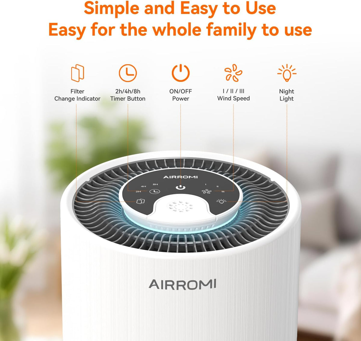 Air Purifier for Bedroom with HEPA 3-in-1 Filter, Pet Air Purifier for Home Cat Pee Smell, Covers Upto 990 Ft², Quiet