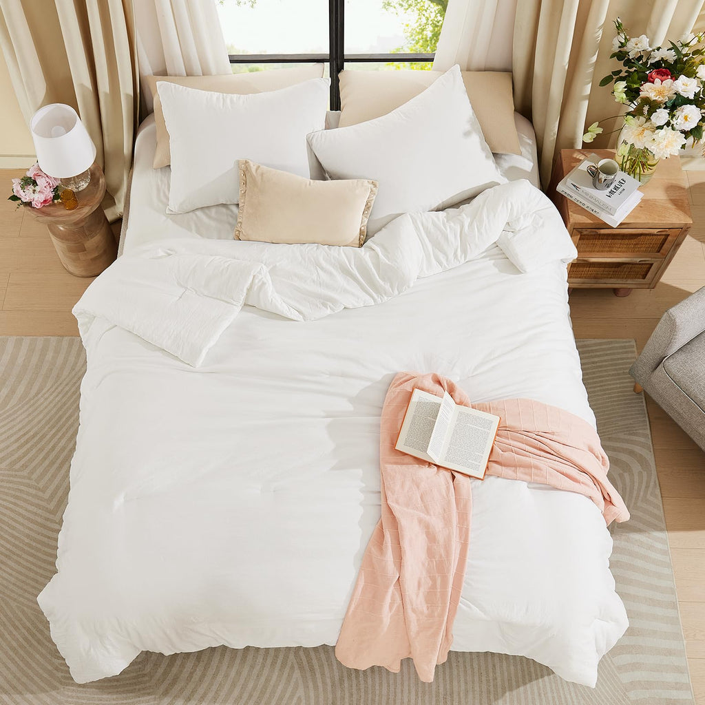 Comforter Set-3 Pieces Soft Arctic White Comforter Bedding Set
