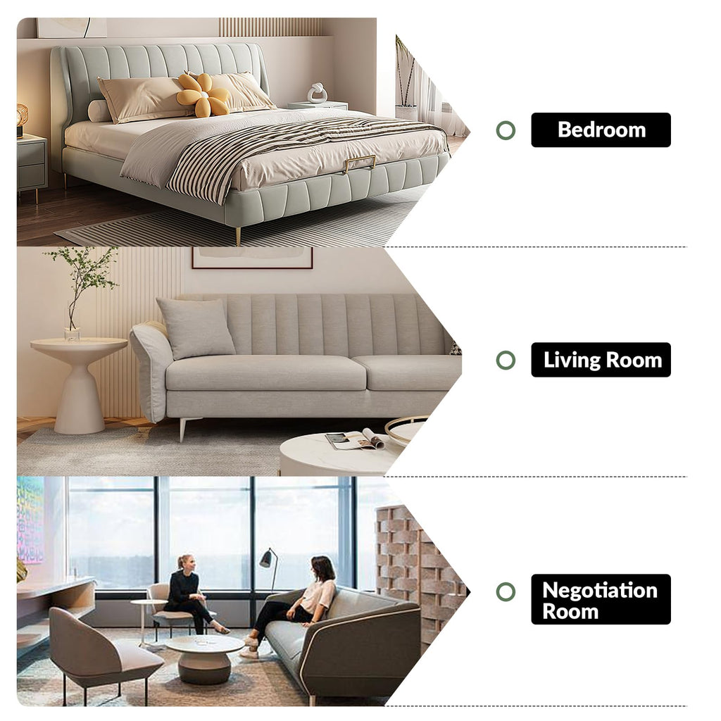 81" Genuine Leather Sofa, Classic 3-Seater Couchs with Wood Legs, Stylish & Comfortable Sofa, Easy Assembly Maintain