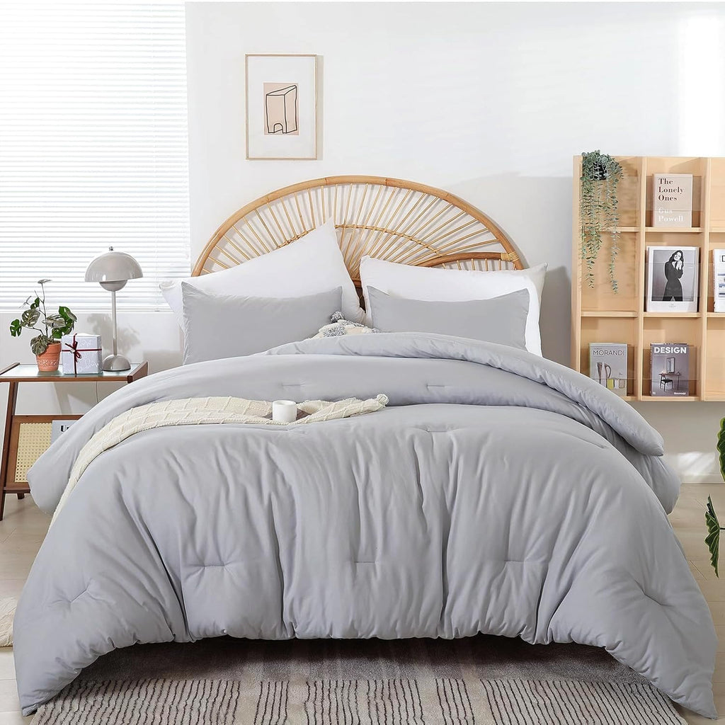 Light Grey Comforter Set, All Season Lightweight Bedding Set