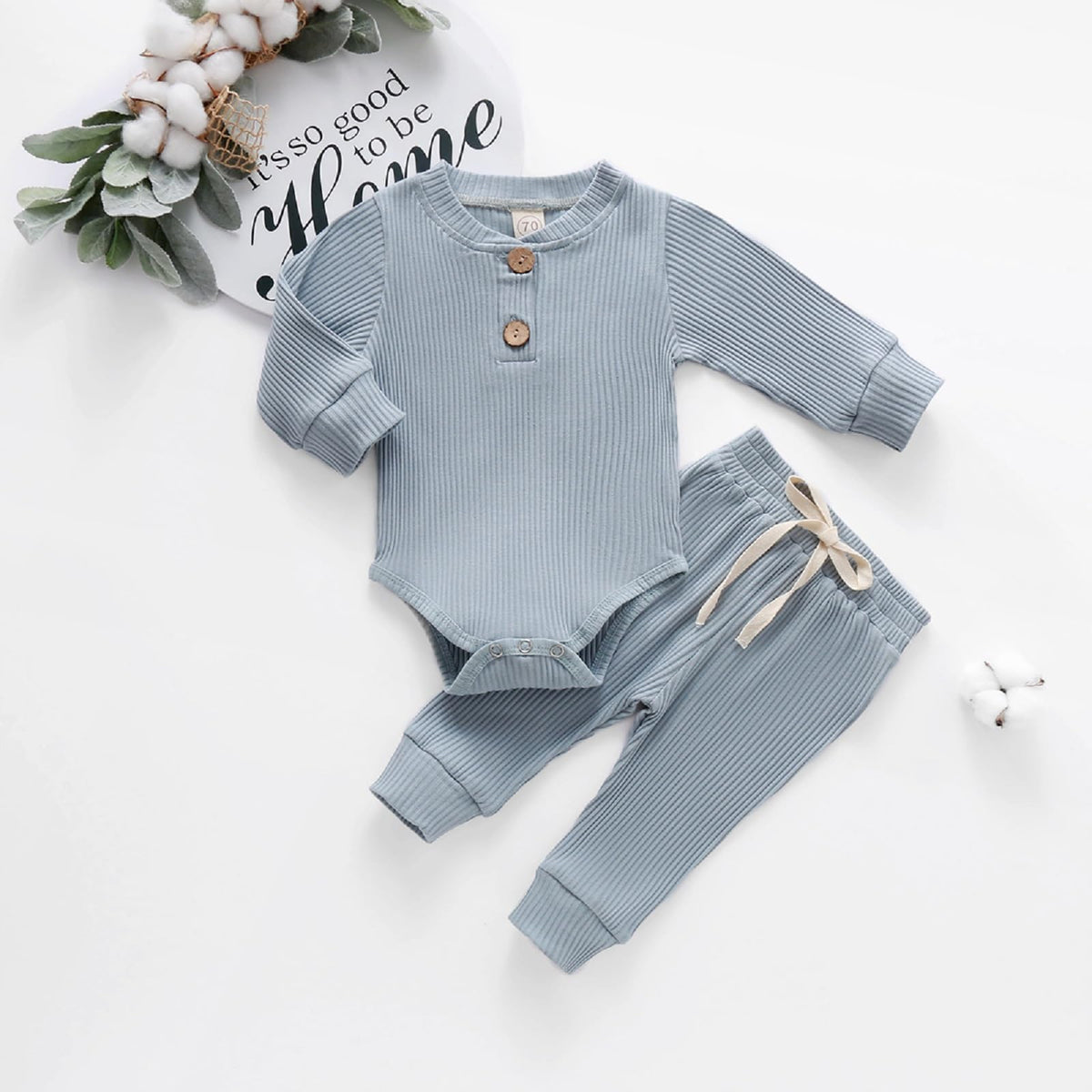 Newborn Baby Boy Girl Clothes Ribbed Knitted Cotton Romper Pants