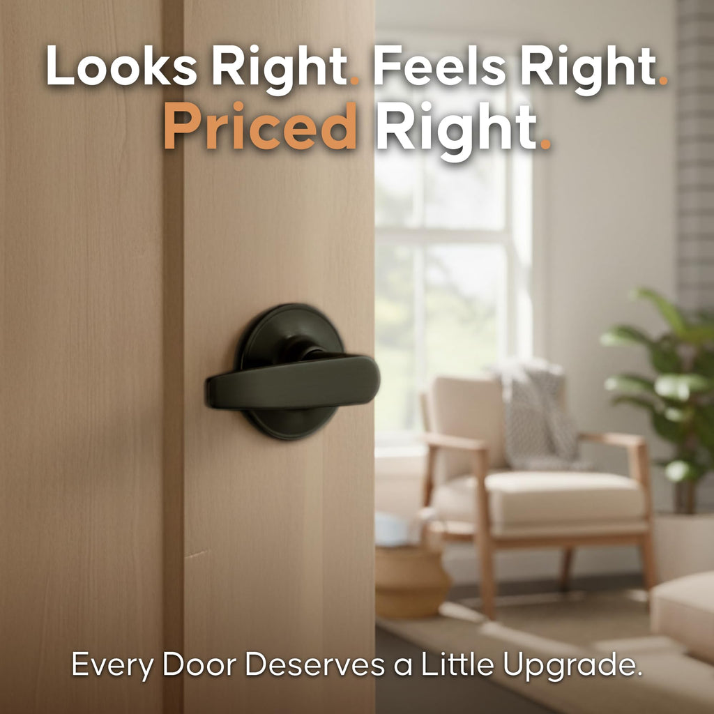 Creek Daley Passage Door Lever Handle Set - Modern Reversible Non-Locking Design, Easy Install for Interior Hallway &