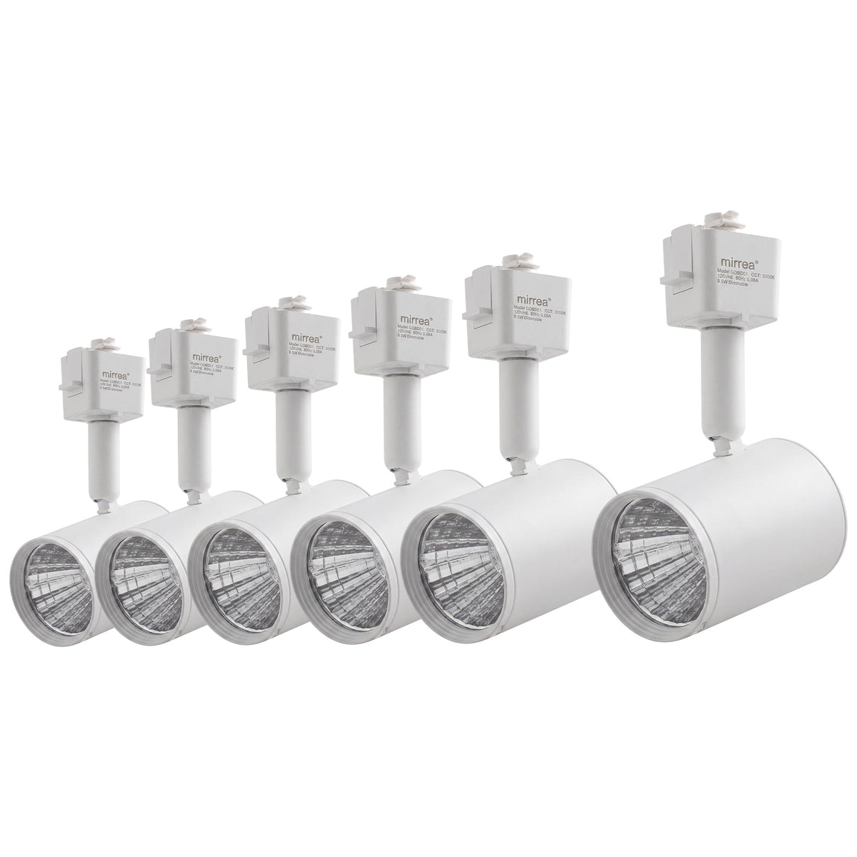 6.5W L Type LED Track Lighting Heads, White, 3000K, 6 Pack
